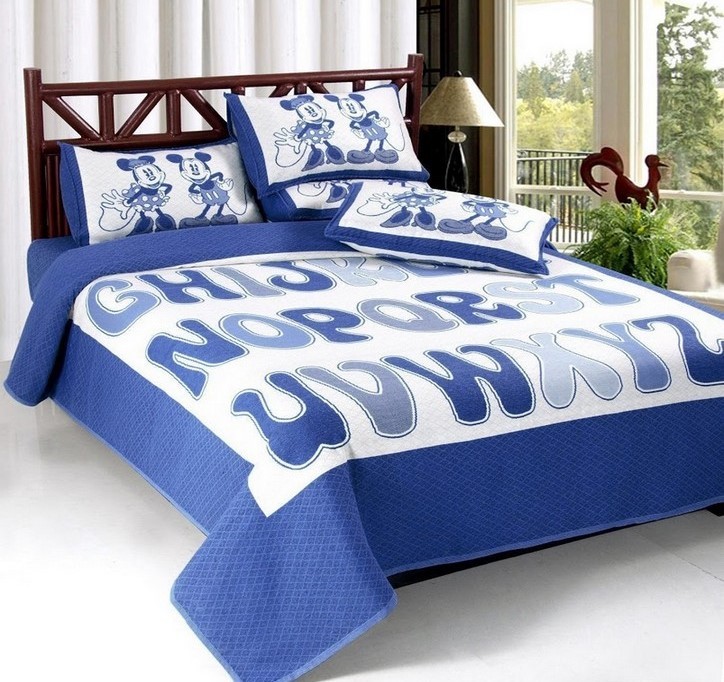 Blue Alphabet Printed Bed Sheet